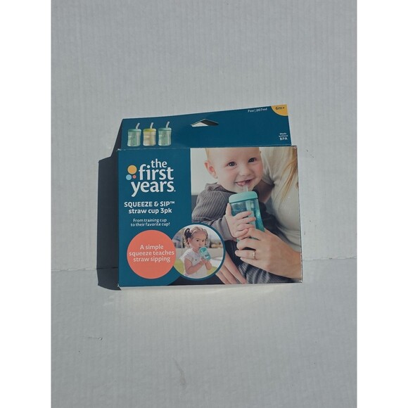 The First Years Squeeze & Sip Toddler Straw Cups 7 oz 3 Count Ages 6+ Months - Picture 1 of 5